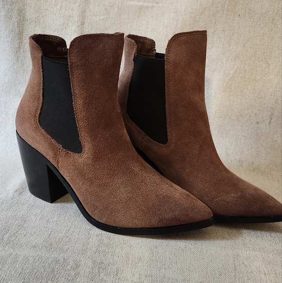 Chinese Laundry Utah Oak Brown Suede Leather Pointed-Toe Ankle Booties 6.5 - Picture 6 of 8